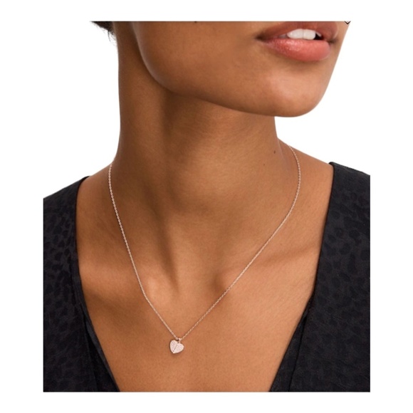kate spade Jewelry - KATE Spade Heart To Heart Yellow Gold Pave Mini Pendant Necklace